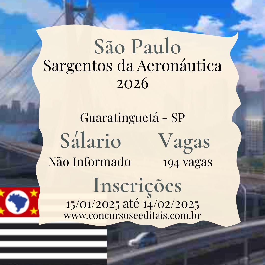 Novo Concurso da Aeronáutica para Sargentos!