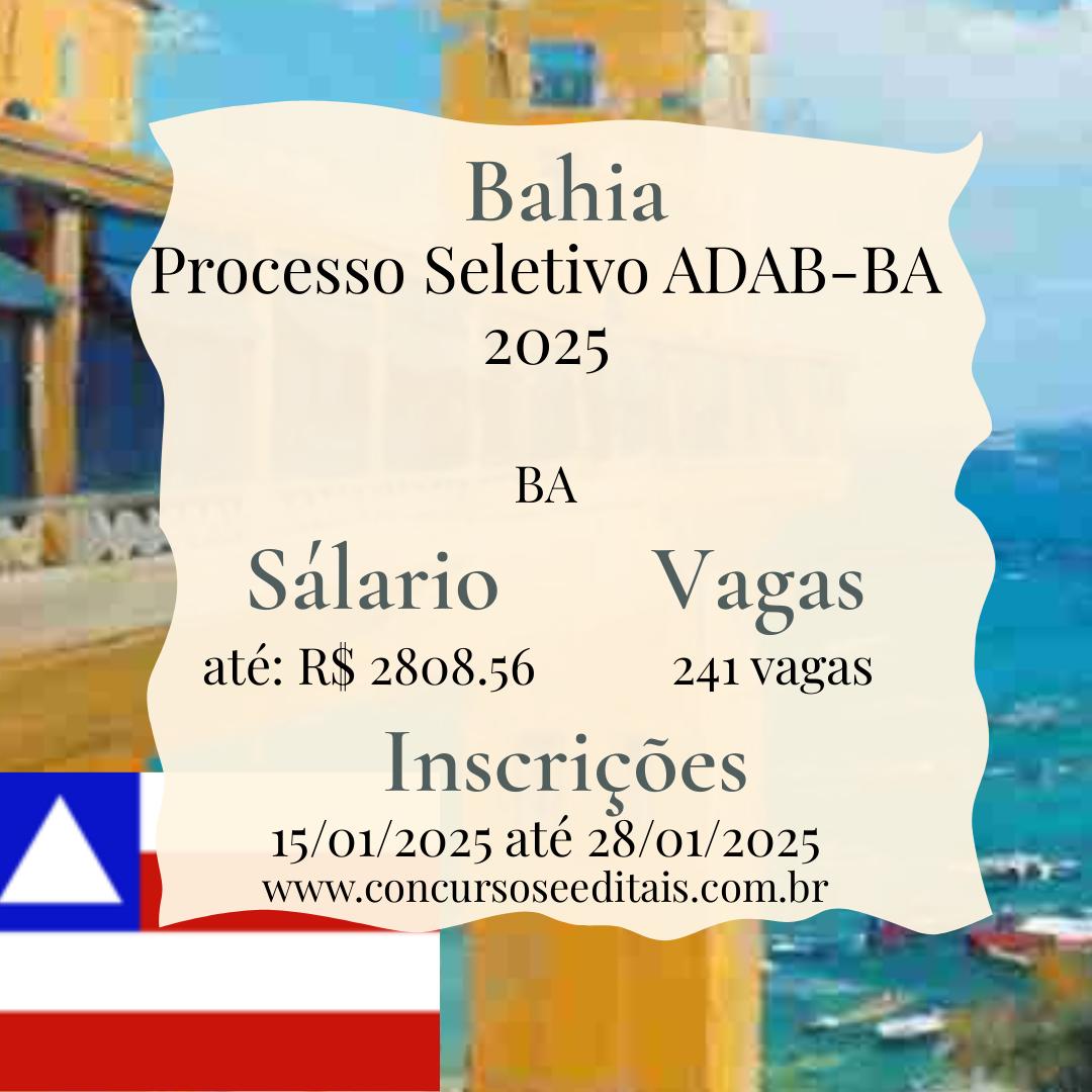 Trabalhe na ADAB! 241 Vagas Abertas! Inscrições acabando