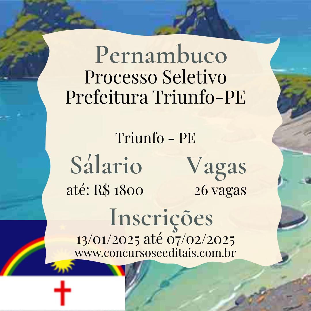 Processo Seletivo em Triunfo-(PE): 26 Vagas Abertas!