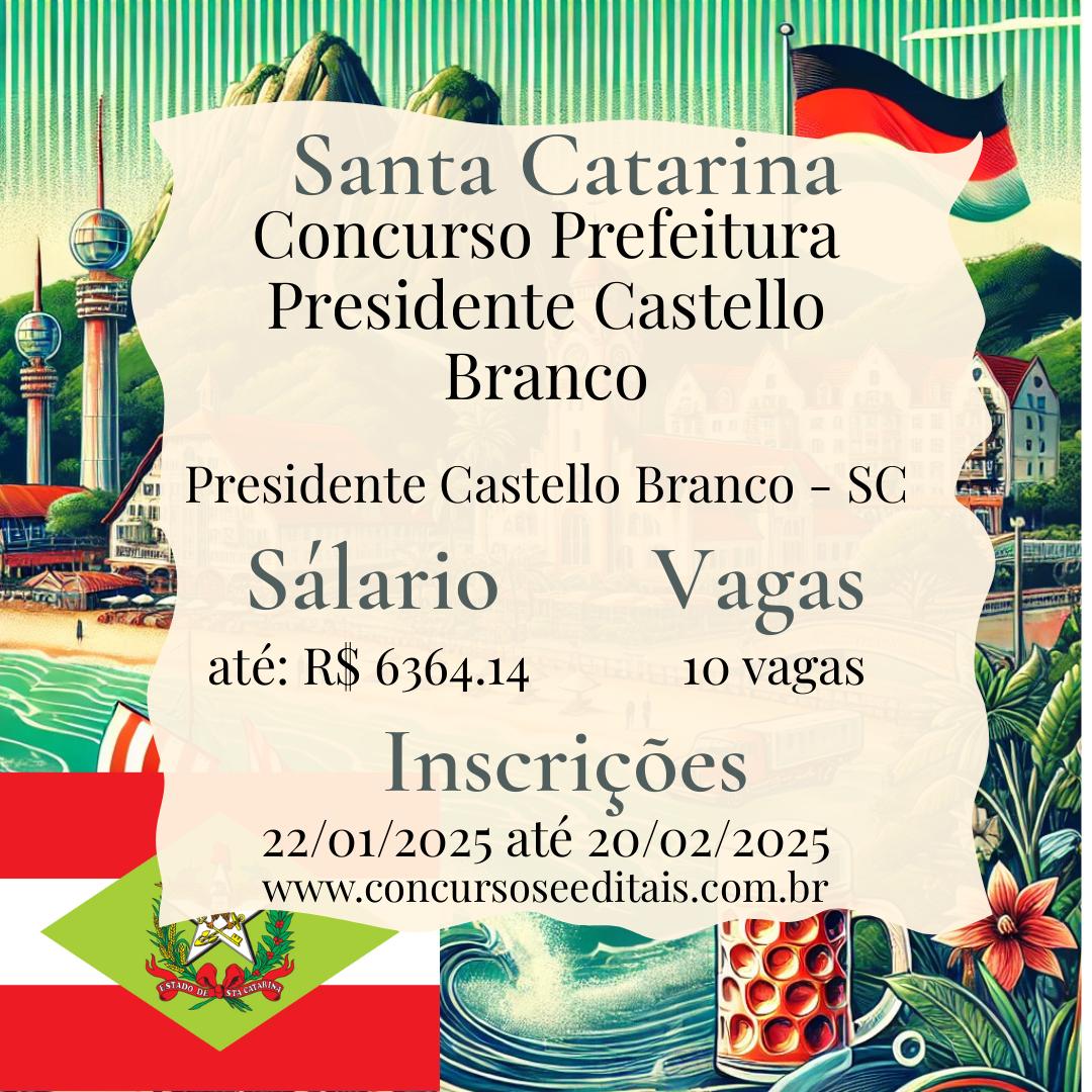 Concurso em Presidente Castello Branco – SC 10 Vagas Abertas