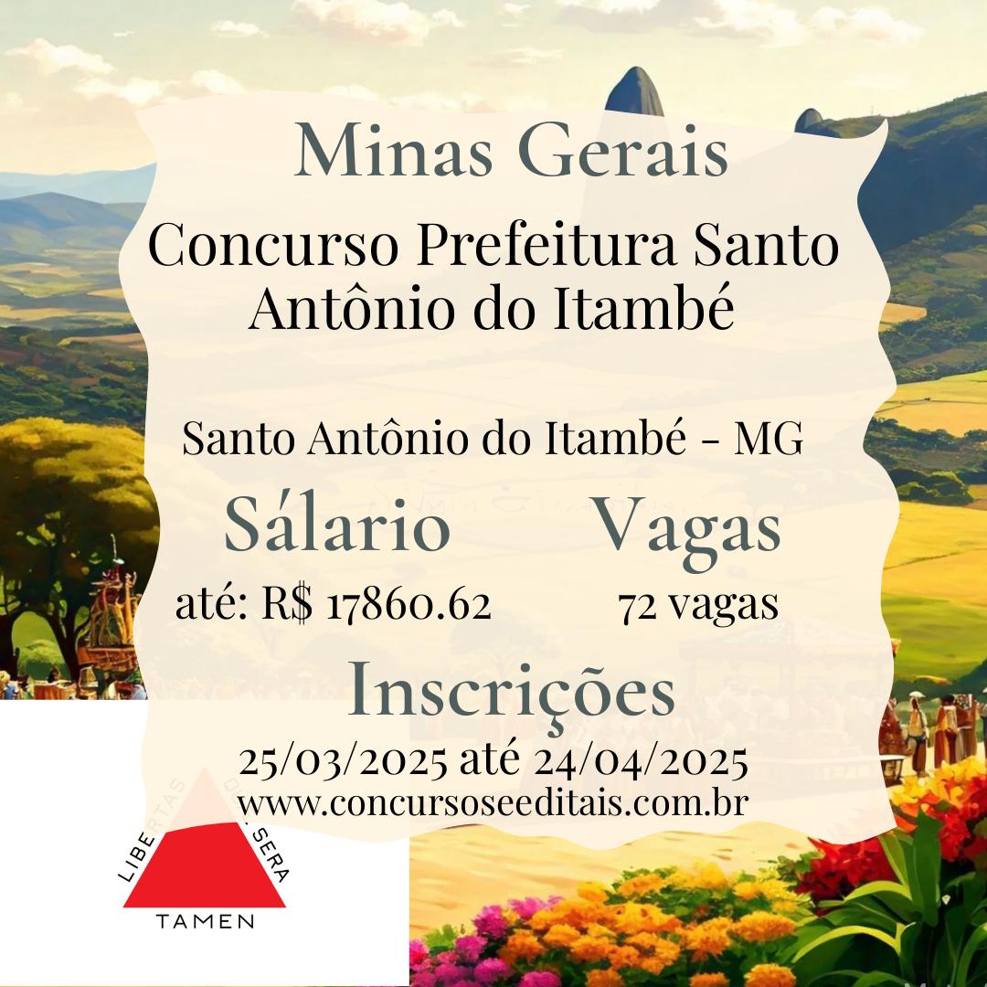 Concurso em Santo Antônio do Itambé – MG: 72 Vagas Abertas!