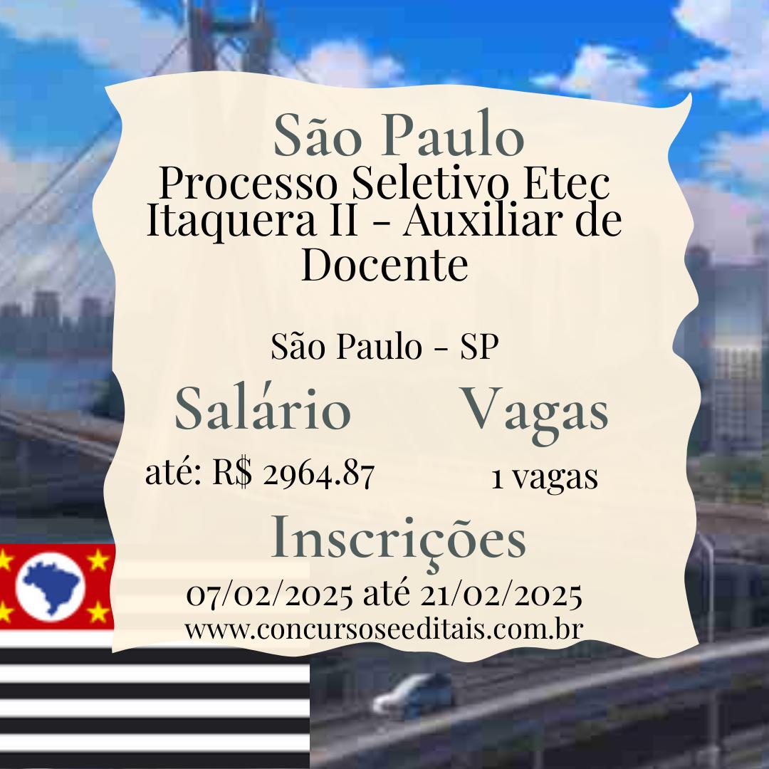 Etec Itaquera II – Auxiliar de Docente em Química!