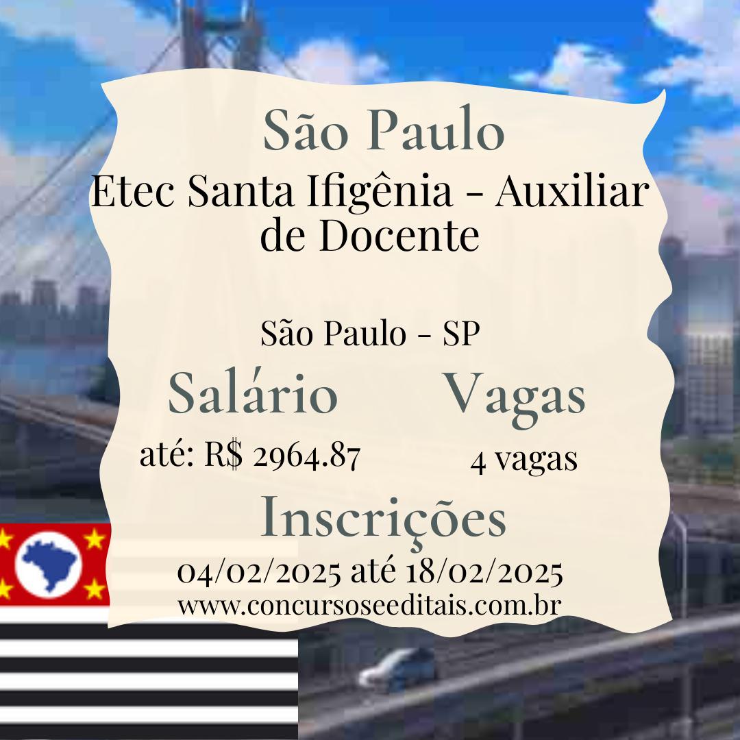 Etec Santa Ifigênia: Quatro Vagas Abertas!
