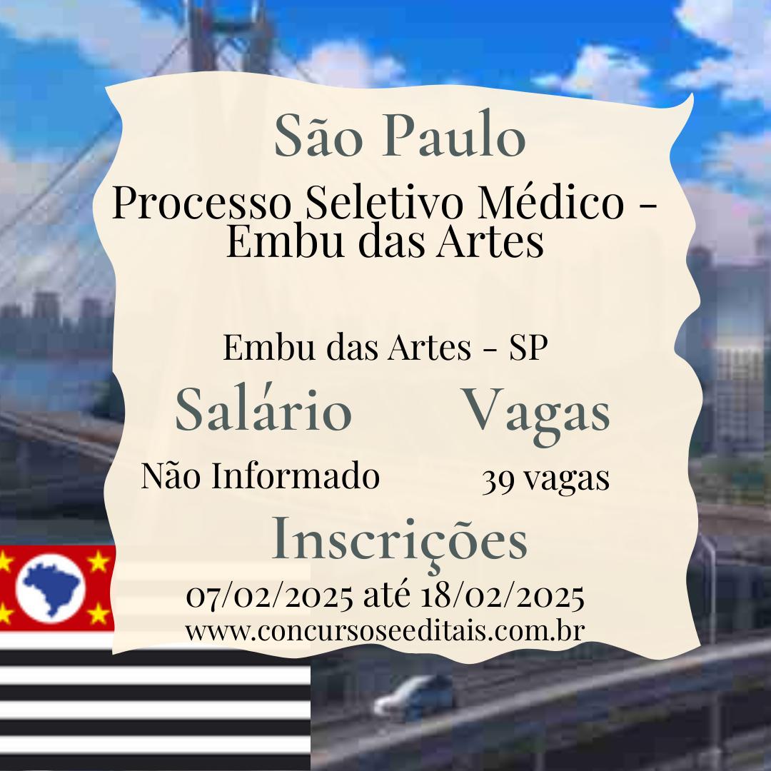 Boa notícia, médicos! Embu das Artes está contratando!