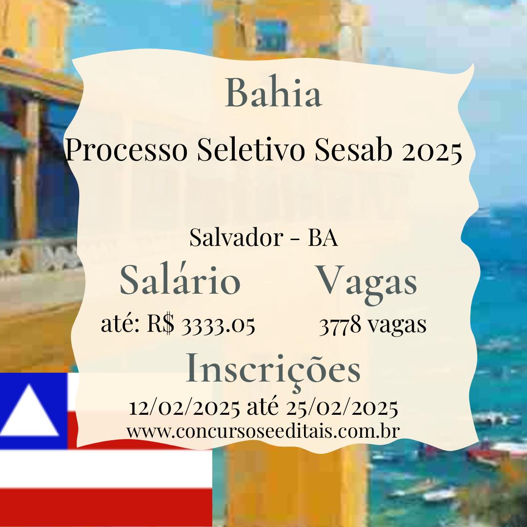 Bahia: Mais de 3.700 Vagas em Processo Seletivo da Sesab!