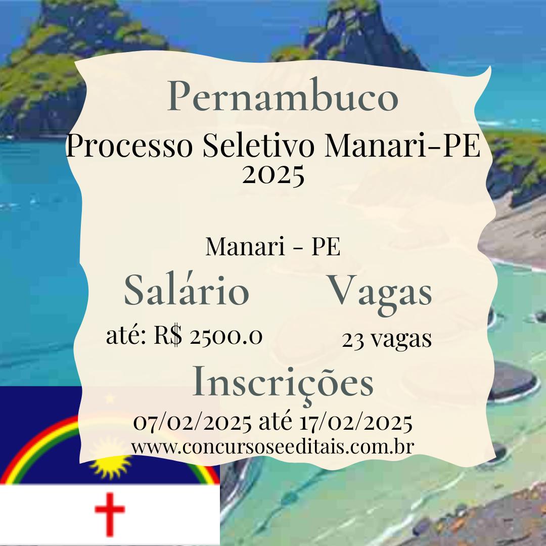 Processo Seletivo da Prefeitura de Manari com 23 Vagas!