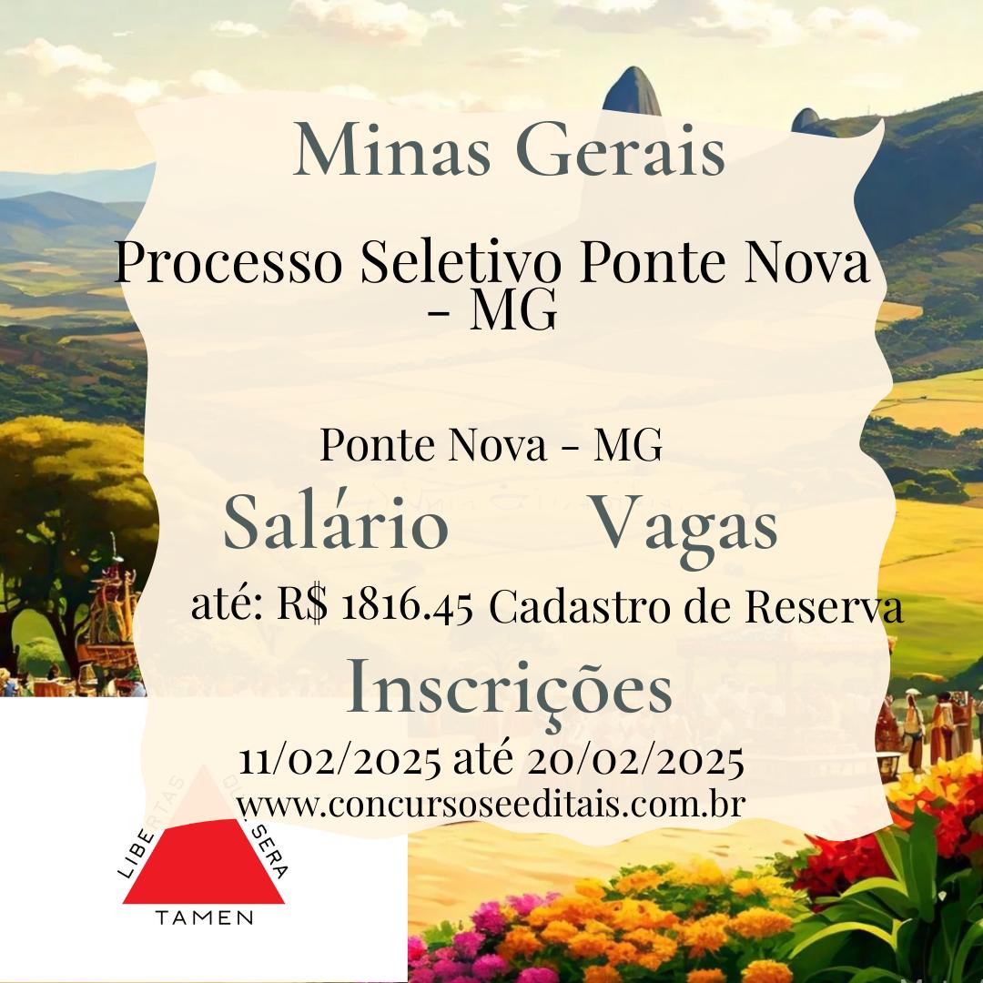 Prefeitura de Ponte Nova – MG Abre Processo Seletivo! 🎉