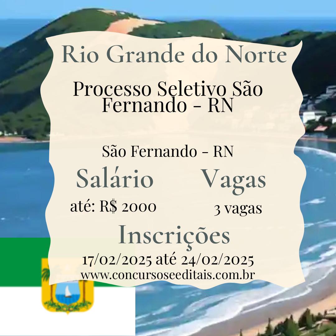 Ótima notícia! Vagas abertas em São Fernando – RN! 🎉