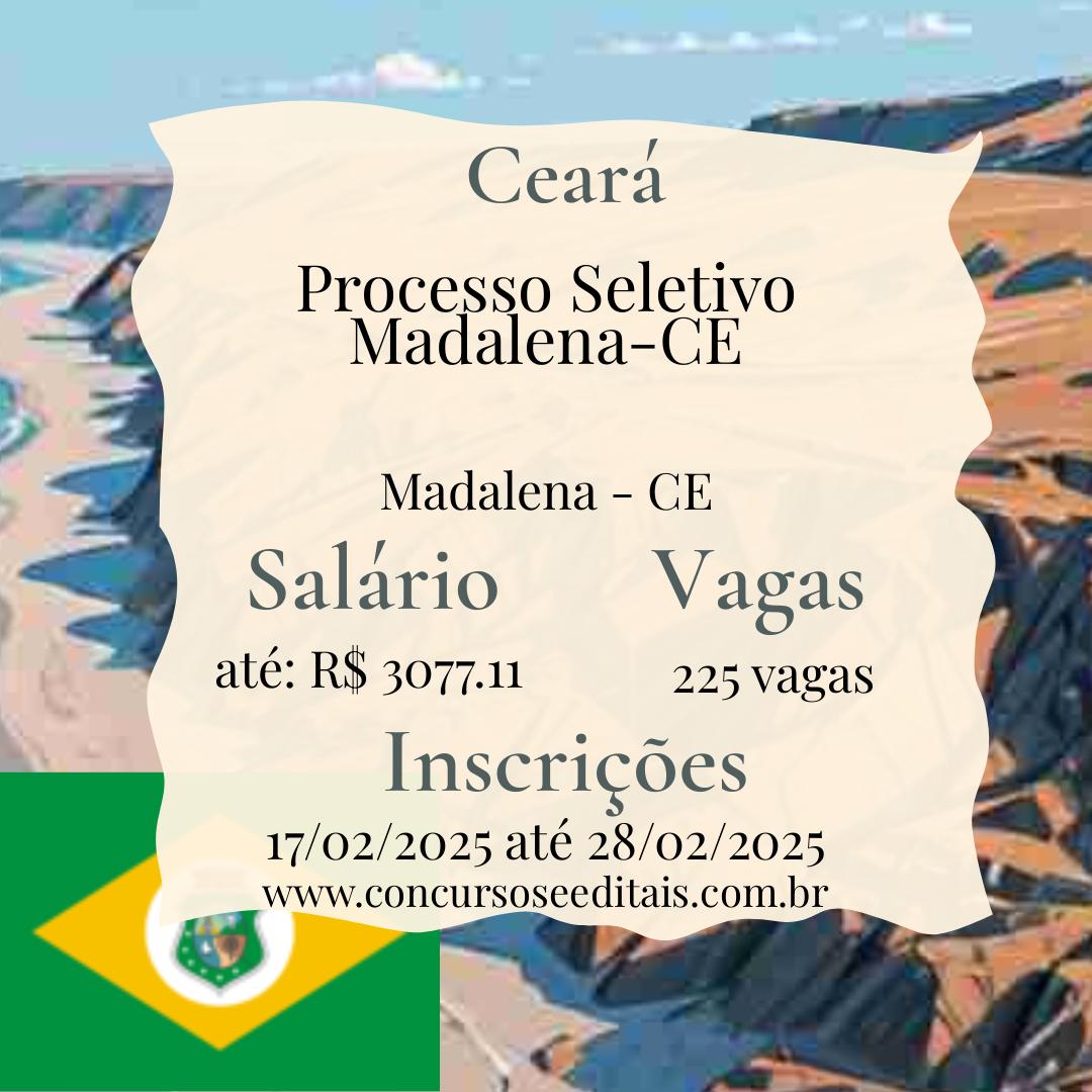 Emprego em Madalena – CE: 225 Vagas Abertas!