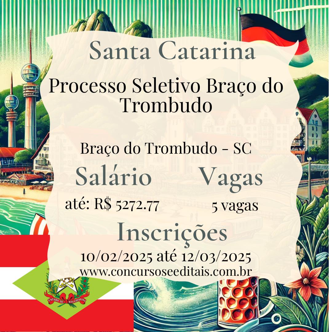 Vagas abertas na Prefeitura de Braço do Trombudo – SC!