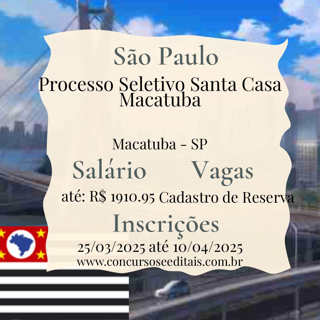 Concurso para Recepcionista na Santa Casa de Macatuba – SP!